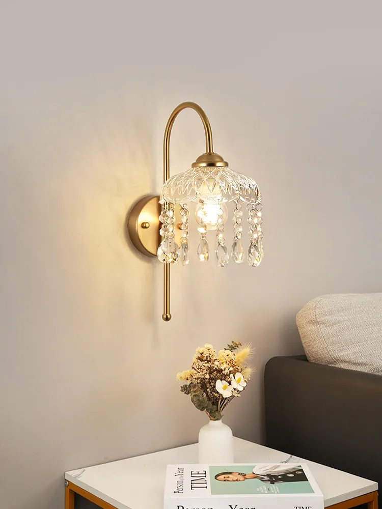French-Style Light Luxury Crystal Wall Lamp For Living Room Background Wall Decoration Hallway Bedside Lamp Bedroom Crystal Lamp