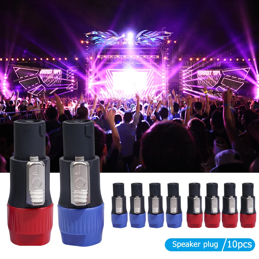 10pcs NL4FC Speaker Connectors Sets 4 Pin High-Strength Lightweight ABS Shell Male Audio Cable Jack Ohm Plug Adapters