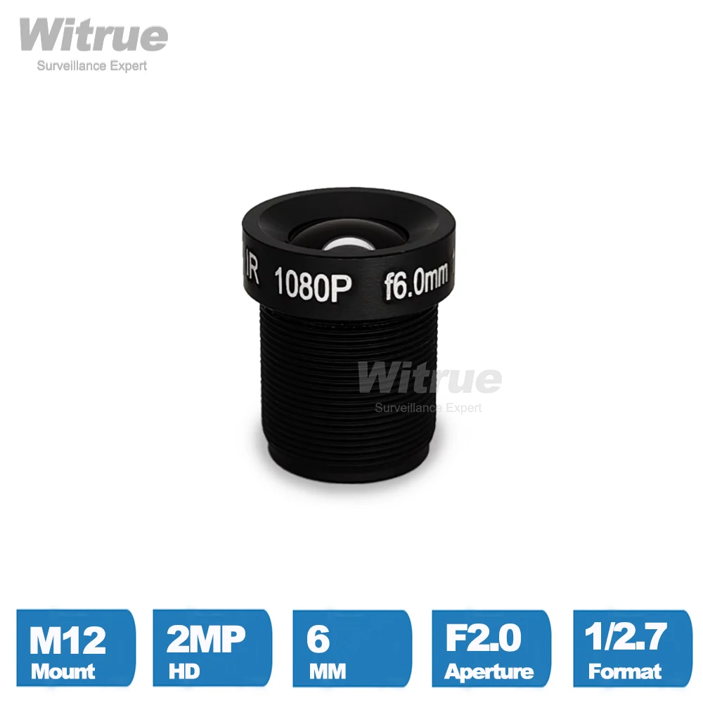 Witrue CCTV Lens M12 6MM HD 1080P 2MP Aperture F2.0 1/2.7