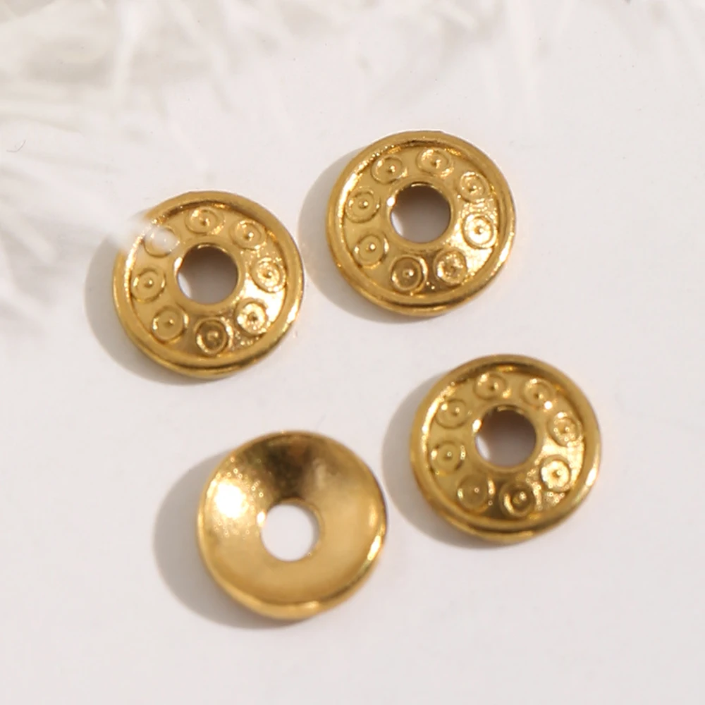20Pcs 6MM Stainless Steel Gold Flower Bead Caps End Spacer Beads Charms Bead for Jewelry Making Supplies Findings Wholesale