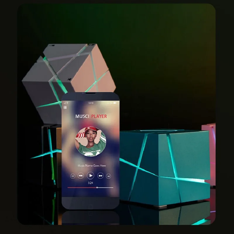 Ai cubo mágico bluetooth alto-falante inteligente rgb luz brinquedo com baixo haste educação caixa de música para crianças mini tecnologia sem fio aprendizagem presente