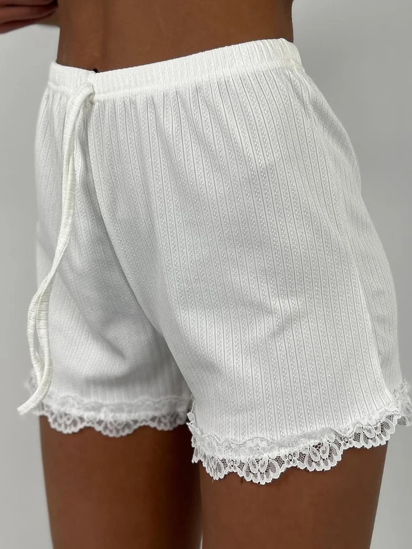 Martahqiqi Lace Ladies Pajamas Suit Spaghetti Strap Sleepwear Sleeveless Nightie Tank Tops Nightgowns Shorts Casual Home Clothes