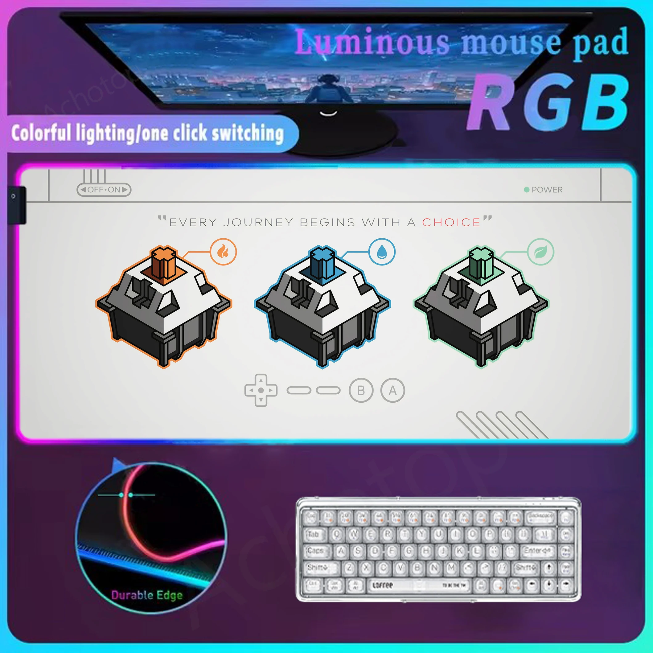 

Keycaps Rgb Mouse Pad Led Extend Pad Gamer Mouse Pad Glow Personality Table Mat Gaming Accessories Keyboard Pads Light Desk Mat