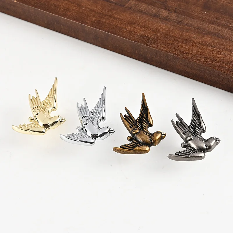 WV Vintage Style Creative Little Swallow Single-Hole Zinc Alloy Small Handle Multi-Color Cabinet Door Hardware