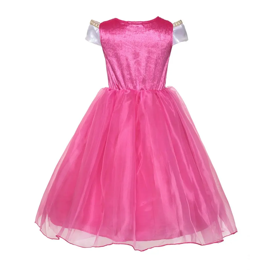 Disney Girls Princess Dress Sleeping Beauty Aurora Cosplay Costume Carnival Birthday Party Pink Dresses Kids Clothing Outfits