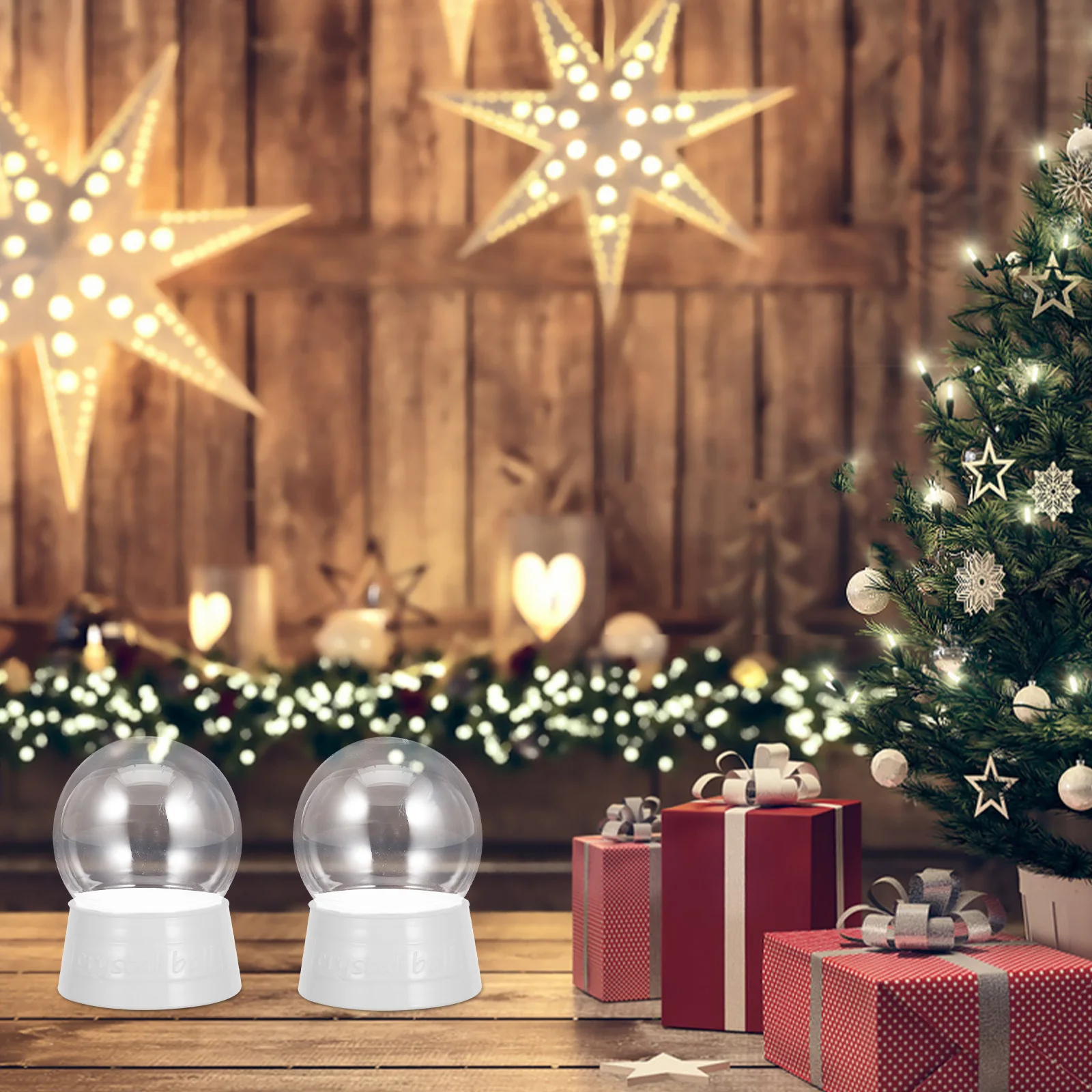 

6pcs Clear Plastic Snow Globe Diy Kit Fillable Unbreakable Christmas Ornament Craft Set For Mini Water Jar Romantic Decor