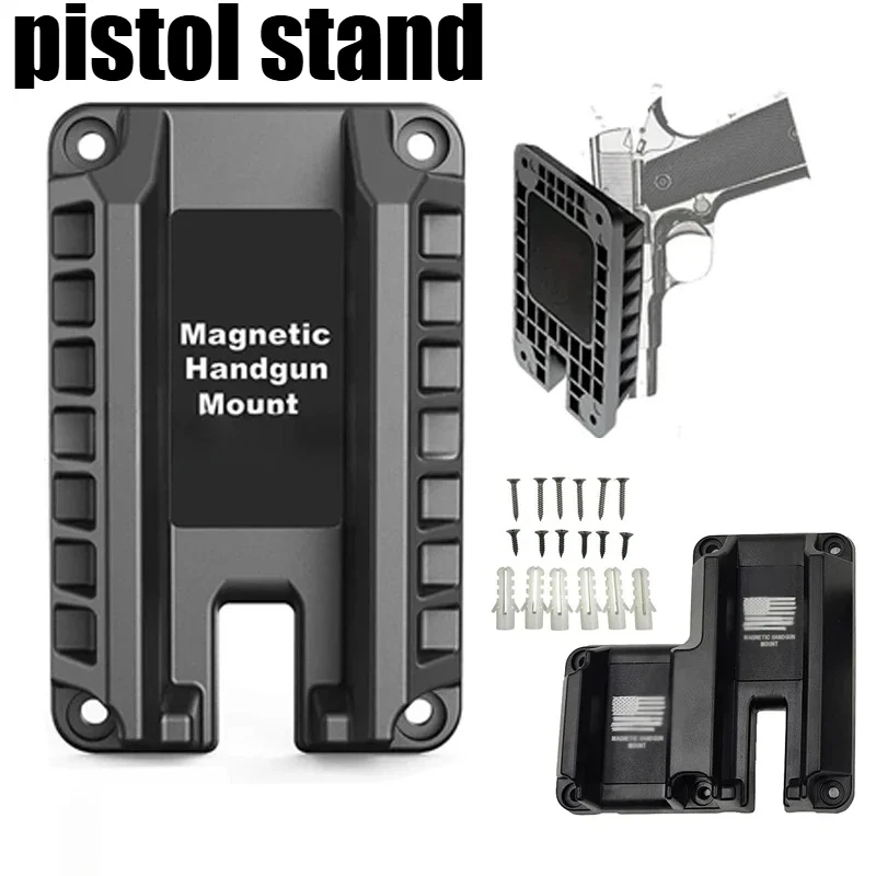 Tactical Quick Draw Magnetic Gun Mount Concealed Pistol Holder Bracket Screws Kit for Vehicle Home Desk Safe Storage Accessory