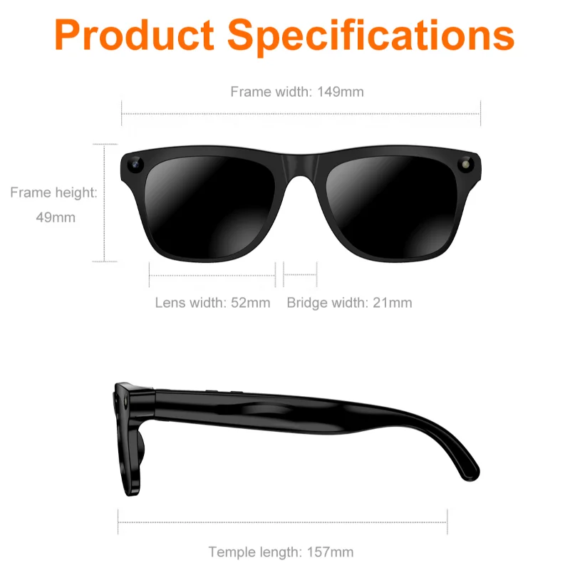 Nowe inteligentne okulary do strzelania z asystentem AI o wysokiej rozdzielczości 8K i wielofunkcyjne okulary smart do odtwarzania muzyki. — zdjęcie produktu 6