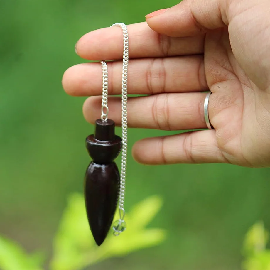 Wooden Pendulum for Dowsing Test Divination Natural Egyptian Wood Pendulums 7 Chakra Chain Witness Reiki Spiritual Pendulos X087