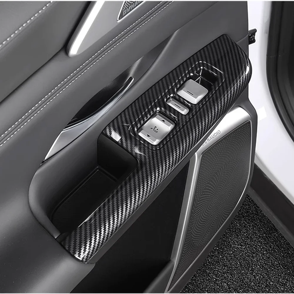 Car Carbon Fiber Chrome Door Window Lift Cover Panel Trim For XPENG G9 Auto Parts Internal Accessories Stickers 2022 2023