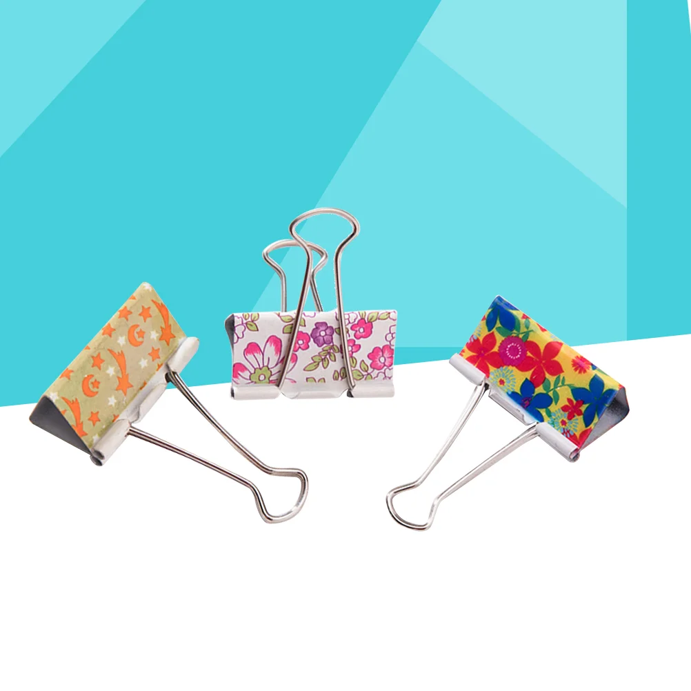 24pcs Binder Clips Colorful File Paper Clip for Home School Office 32mm (Random Pattern and Color) Paper Binder Clip