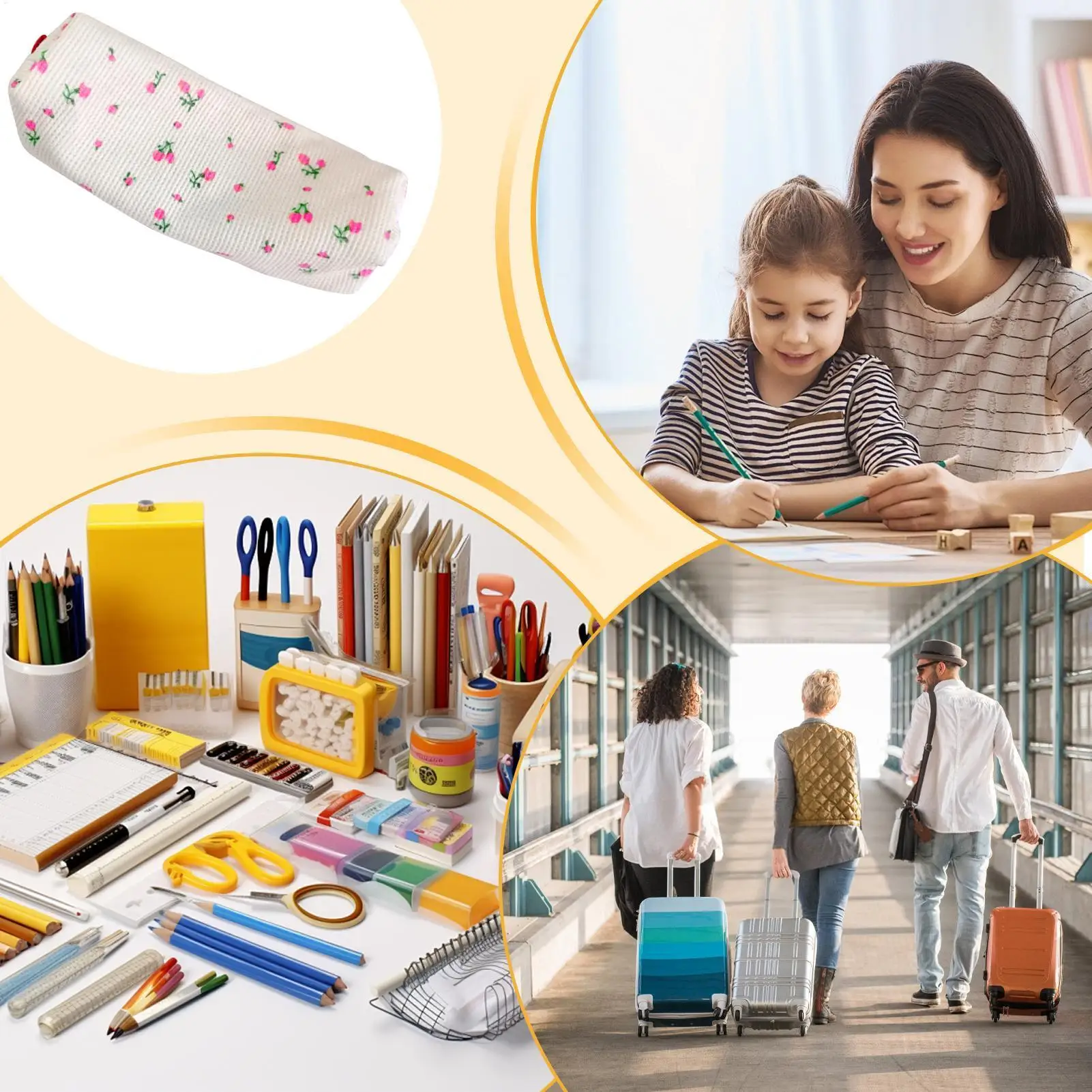 Маленький пенал с цветком, пенал с цветочным принтом, косметичка, милый органайзер для макияжа, сумка-органайзер для канцелярских принадлежностей для женщин и девочек