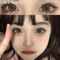 Two Pieces Brown Colored Contact Lenses Big Eyes Lenses Students Beautiful Round Contact Lenses Cosmetics Eye Contact Natural