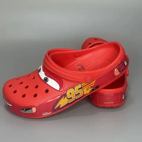 Zapatillas impermeables sólidas de la serie de animación de dibujos animados Mcqueens de alta calidad, zapatos informales de Eva con envoltura en el tobillo, regalos