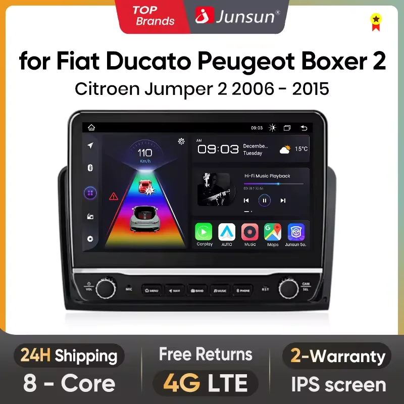 Junsun PX9 Wireless CarPlay Android Auto Car Radio For Fiat Ducato Peugeot Boxer 2 Citroen Jumper 2 2006 2007 -2015 GPS DSP 4G