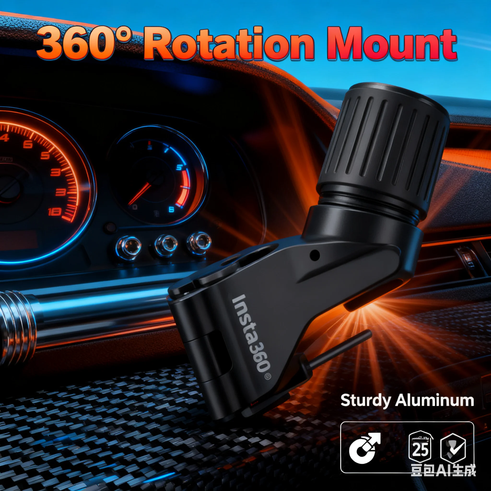 Insta360 Ski Pole Mount - For GO Ultra/X5/Ace Pro 2/X4/GO 3S/Ace Pro/Ace/GO 3, Hands-Free Third-Person Skiing Shots
