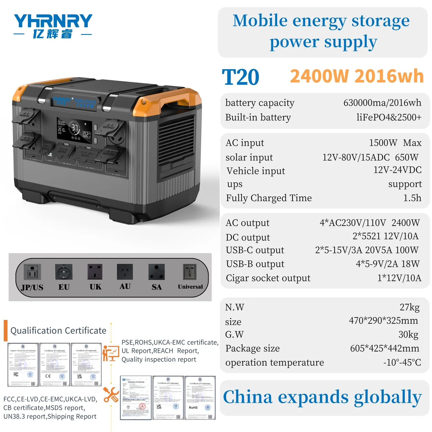 

2400W2016wh открытый мобильный источник питания для аварийной энергии, новый генератор солнечной панели энергии