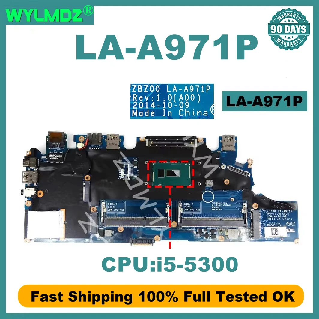 

For DELL Latitude E7250 Laptop Motherboard LA-A971P With i5-5300U CPU Notebook Mainboard CN 0G9CNK 100% Tested OK