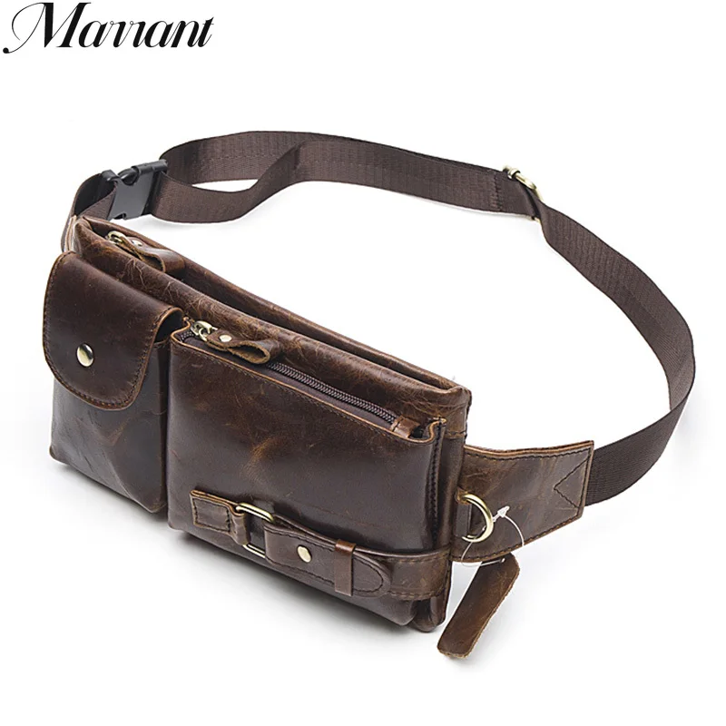 

Genuine Leather Waist Packs Men Waist Bags Fanny Pack Belt Bag Phone Bags Travel Waist Pack Male Small Waist Bag Leather