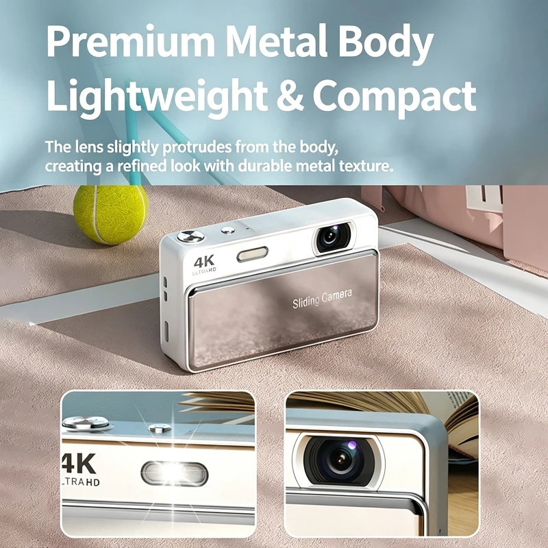 Sliding Digital Camera with 2.8 inch 4K High-definition Screen 16X Optical Zoom CCD Cam All-in-One Intelligent Shooting Machine