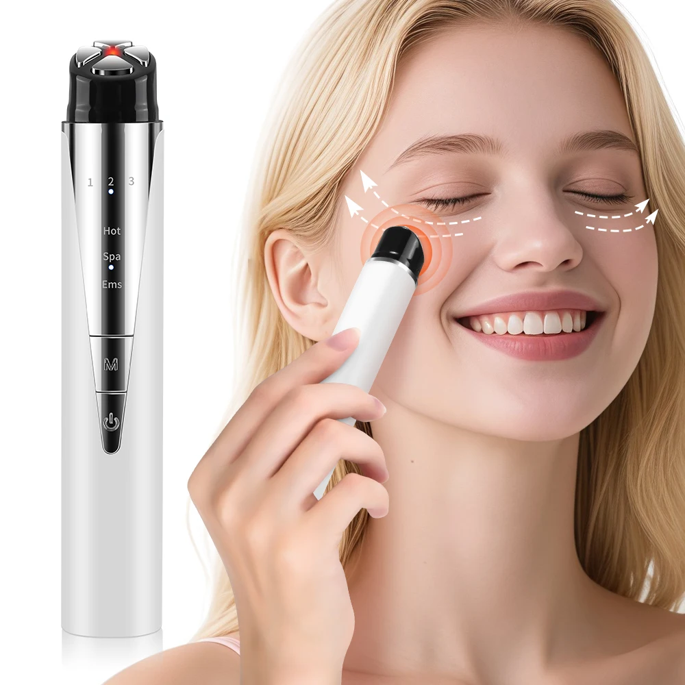 EMS Oogschoonheidsapparaat Microstroom Oogmassageapparaat Verwijder wallen Donkere kringen LED Rood licht Oogliftmassage-instrument