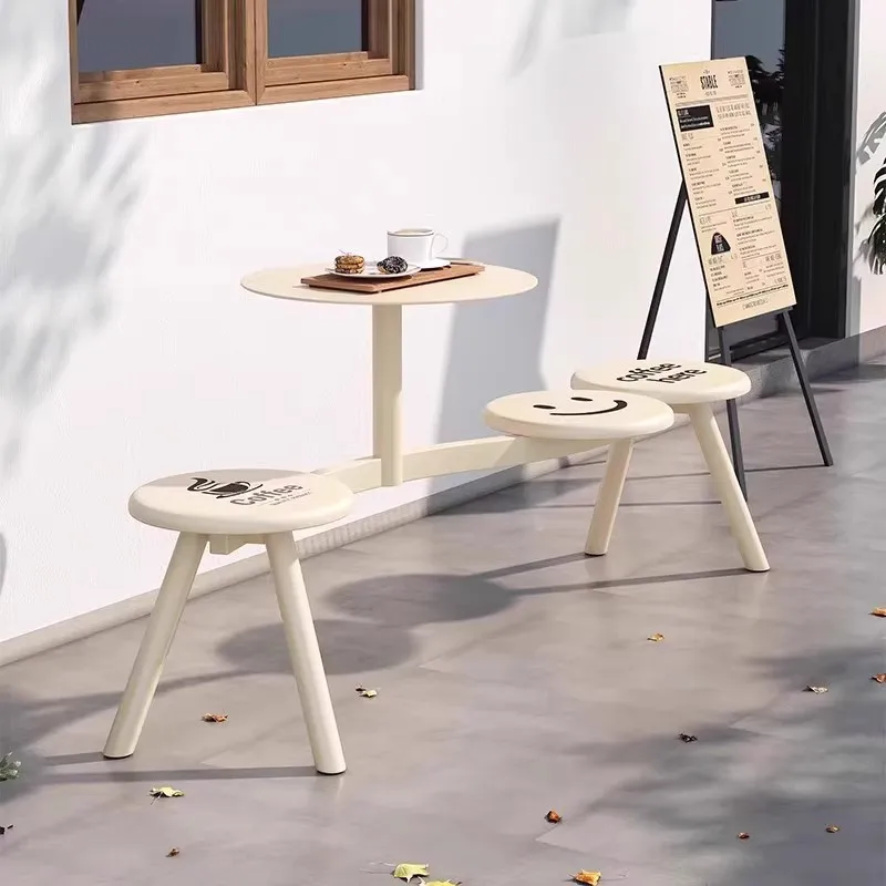 

Outdoor Tables And Chairs Set for Dessert Milk Tea Shop Catering Entrance Integrated Leisure Furniture for Business Use