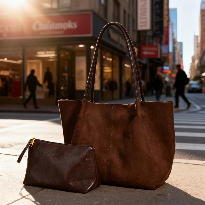 

Retro Tote Bag Fashion New Simple Loose Large Capacity Commuter Shoulder Bag Autumn Mother-and-child Bag High-end Wallet Handbag