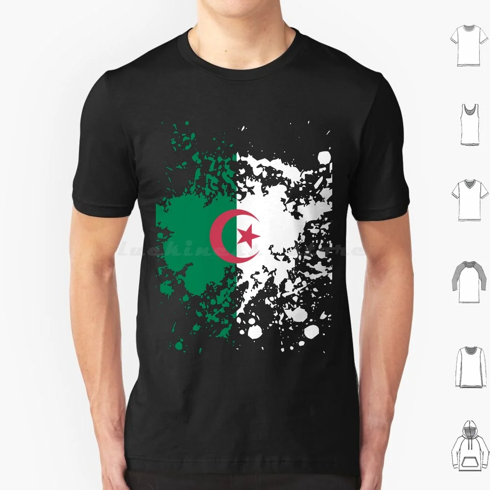 Algeria Flag Ink Splatter T Shirt 6Xl Cotton Cool Tee Algeria Flag Ink Splatter Cool Modern Stylish Patriotic