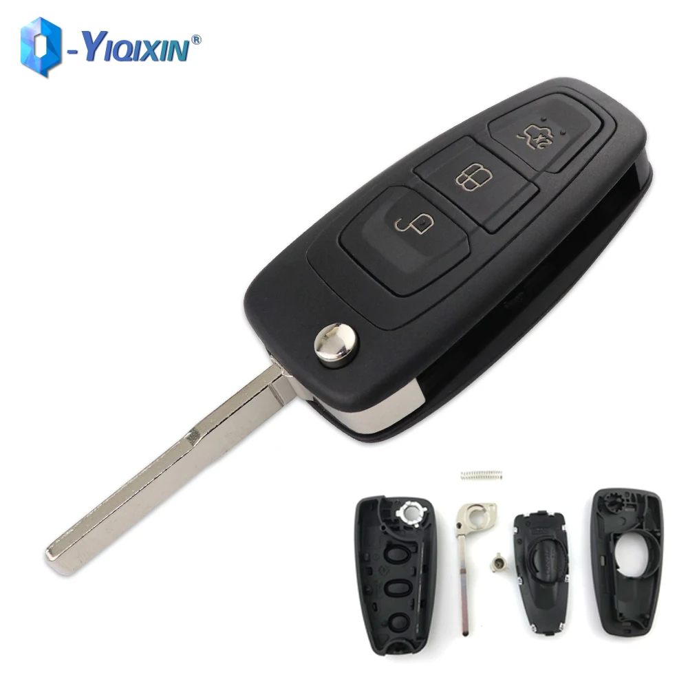 YIQIXIN Flip Key Case Car Remote 2/3 Button Shell  For Ford Focus Fiesta Mondeo C-Max S-Max Ranger HU101 Blade Replacement Cover