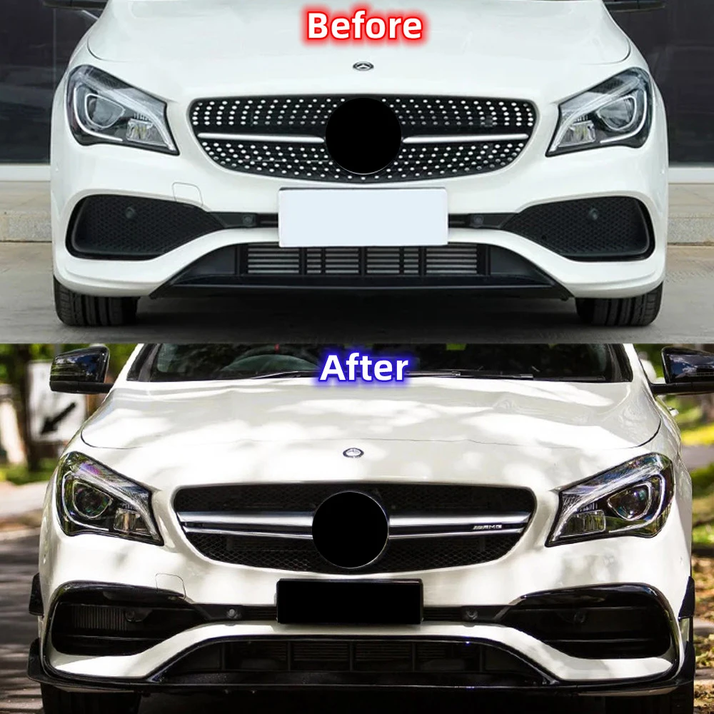 벤츠 A클래스 W176 A200 A250 A45 AMG 스포츠 2016 2017 2018용 7피스 글로시 블랙 프론트 범퍼 립 스포일러 카나드 벤트 썸네일 2