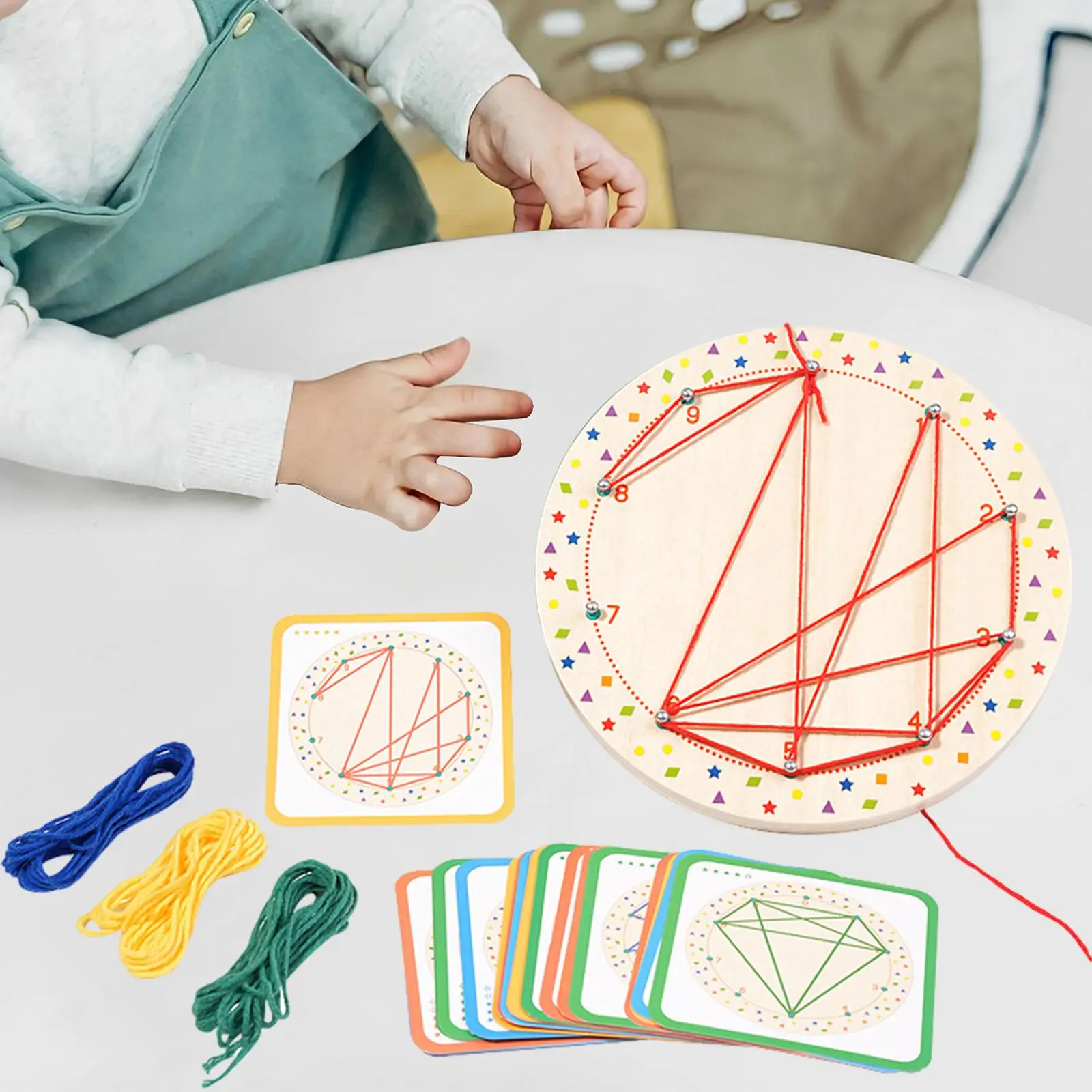 Graphical Educational Mathematics Material Early Learning Development Toy Wool Winding Geoboards for Children Kids Boys New Year