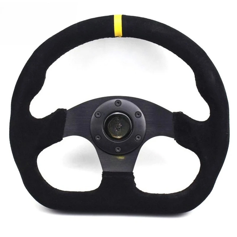 For13-inch D-type flat bottom, racing matte leather black steering wheel