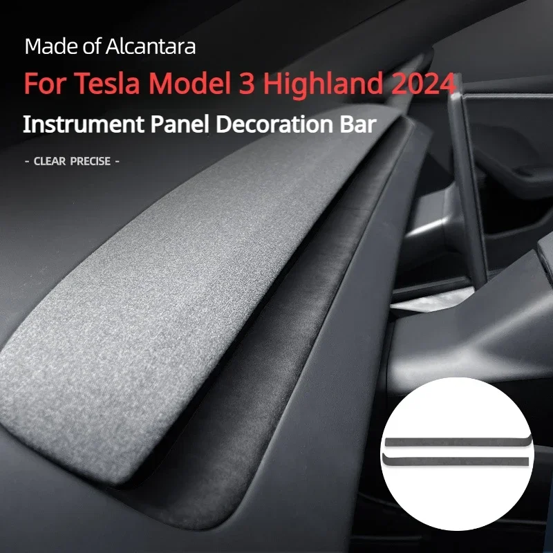 For Tesla Model 3 Highland 2024 Instrument Panel Decoration Bar Alcantara Suede Dashboard Trim Strip for New Model3+ Accessories