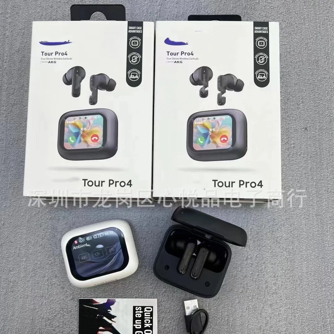 2025 New TOUR PRO4 ANC+ENC Smart Screen Style Comes with 21 Language Bluetooth Earphones and Large Screen