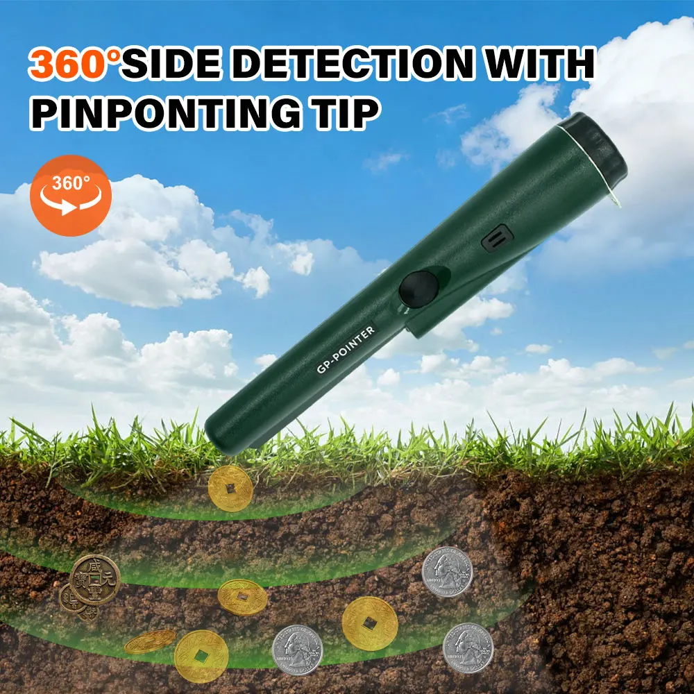 Treasure Hunter - Portable Metal Detector Pinpointer, Anti-Scratch Probe, Metal Locating, Waterproof, 360° Scanning