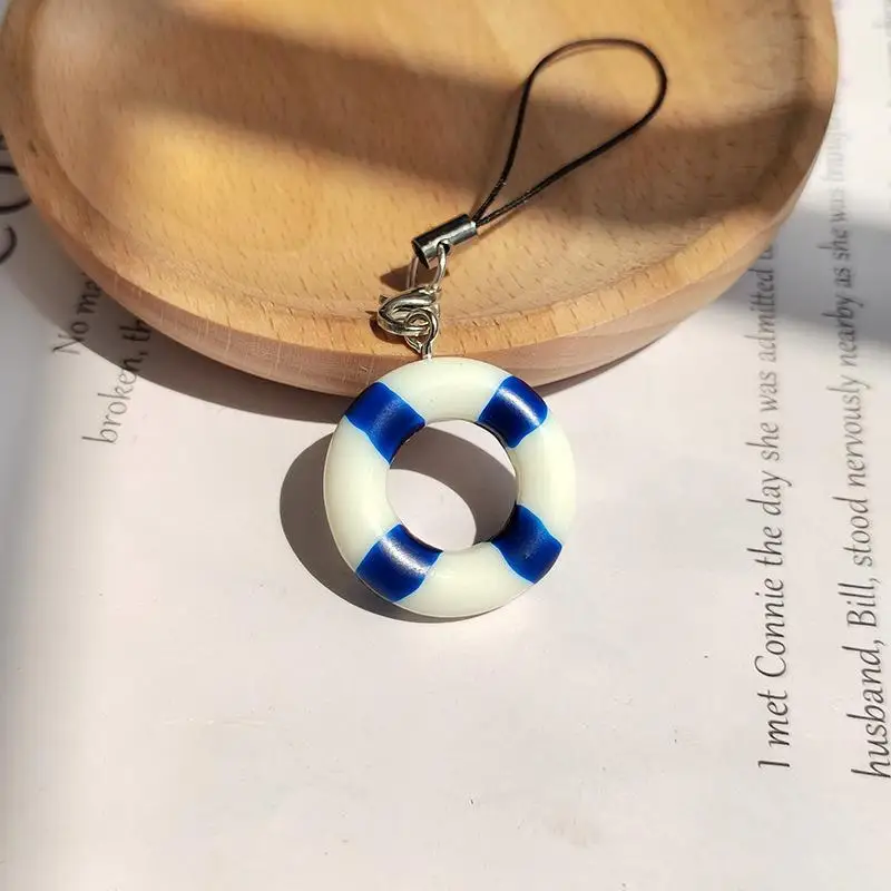 Cartoon Mini Summer Swim Ring Phone Chain Cute Resin Phone Lanyard Keyring Camera Pendant New Lovely Hanging Decoration