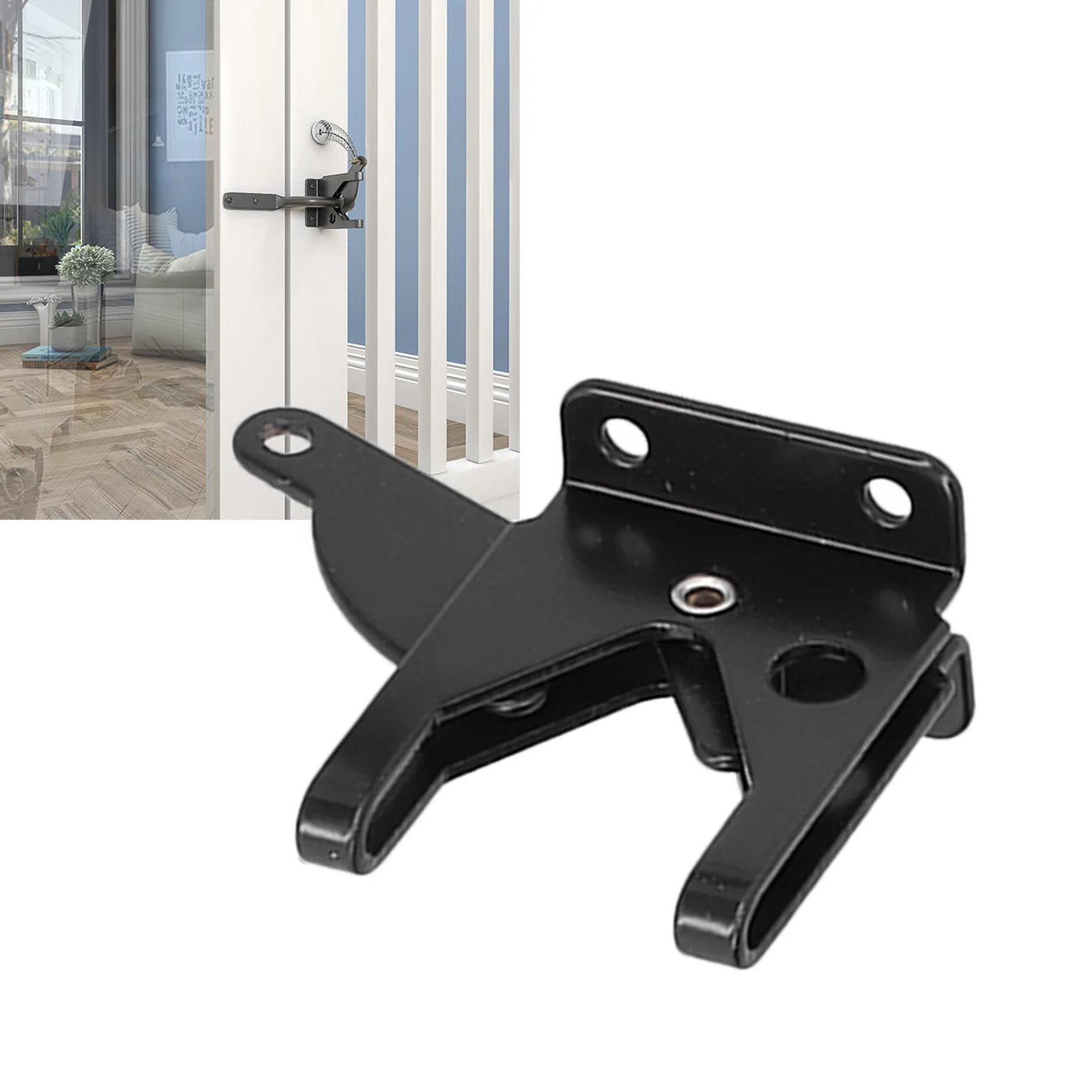

Iron Fence Lock Self Locking Gate Latch Hardware With Adjustable Cable For Garden Backyard Courtyard