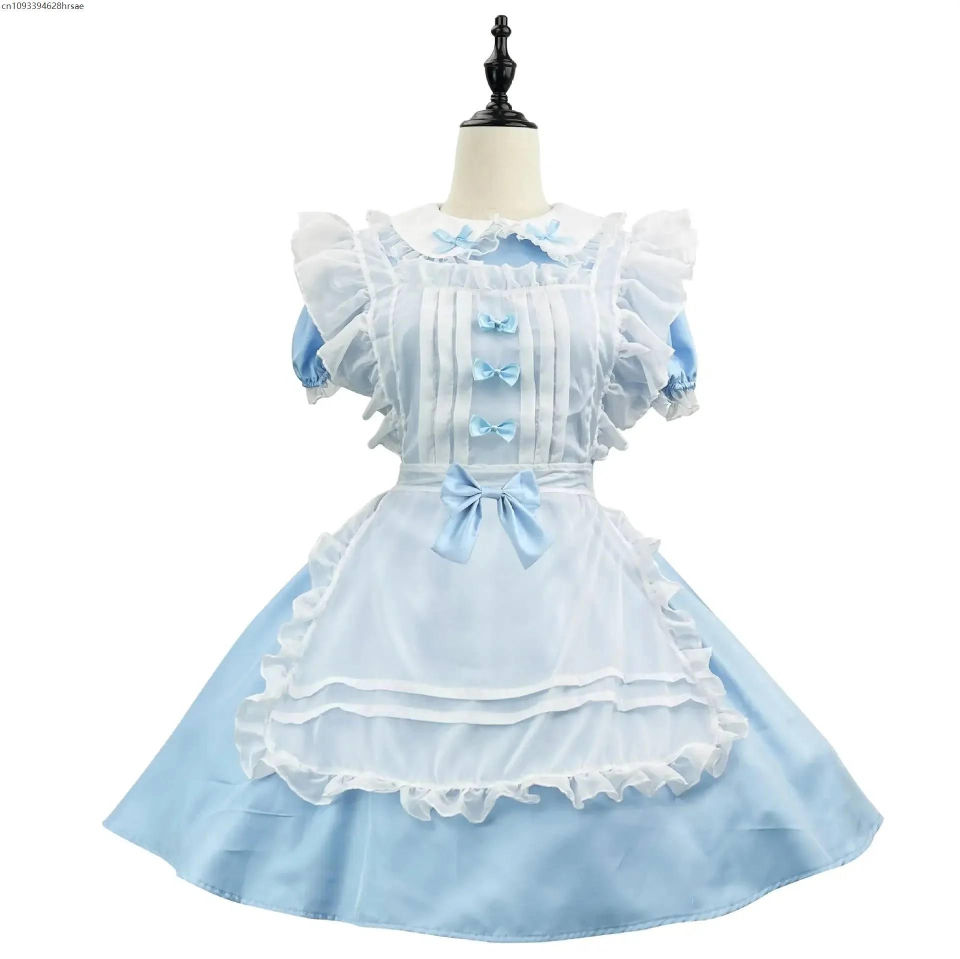 Abito da cameriera Lolita Servo Costume Cosplay Abito azzurro Anime Ruolo Travestimento Abbigliamento Costume di Halloween per adulti