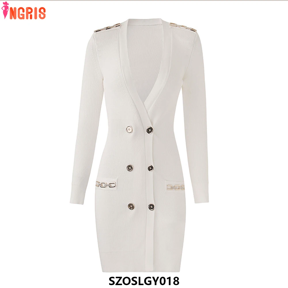 

New direct sale wholesale elegant slim fit long sleeve knitted women's casual dress-SZOSLGY018