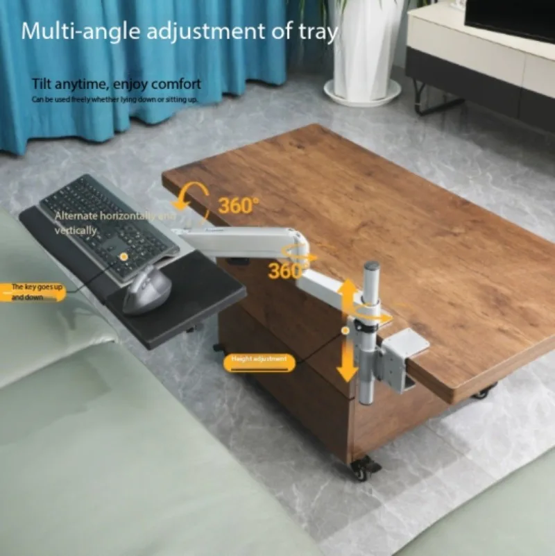 Rotatable Retractable Mechanical Arm Lift Bracket Sofa Desk Office Keyboard Mouse Tray For Living Room Coffee Table