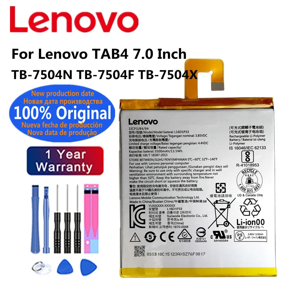 New 100% Original L16D1P33 3500mAh Battery For Lenovo TAB4 7.0 Inch TB-7504N TB-7504F TB-7504X Tablet Batterij Bateria