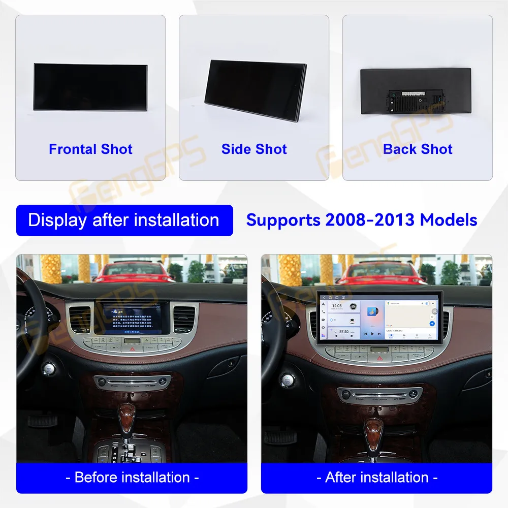 15.8 Inch Android 15 CarPlay Car Radio For Hyundai Genesis 2008-2013 Touch Screen Multimedia Player GPS Navigation Head Unit DSP