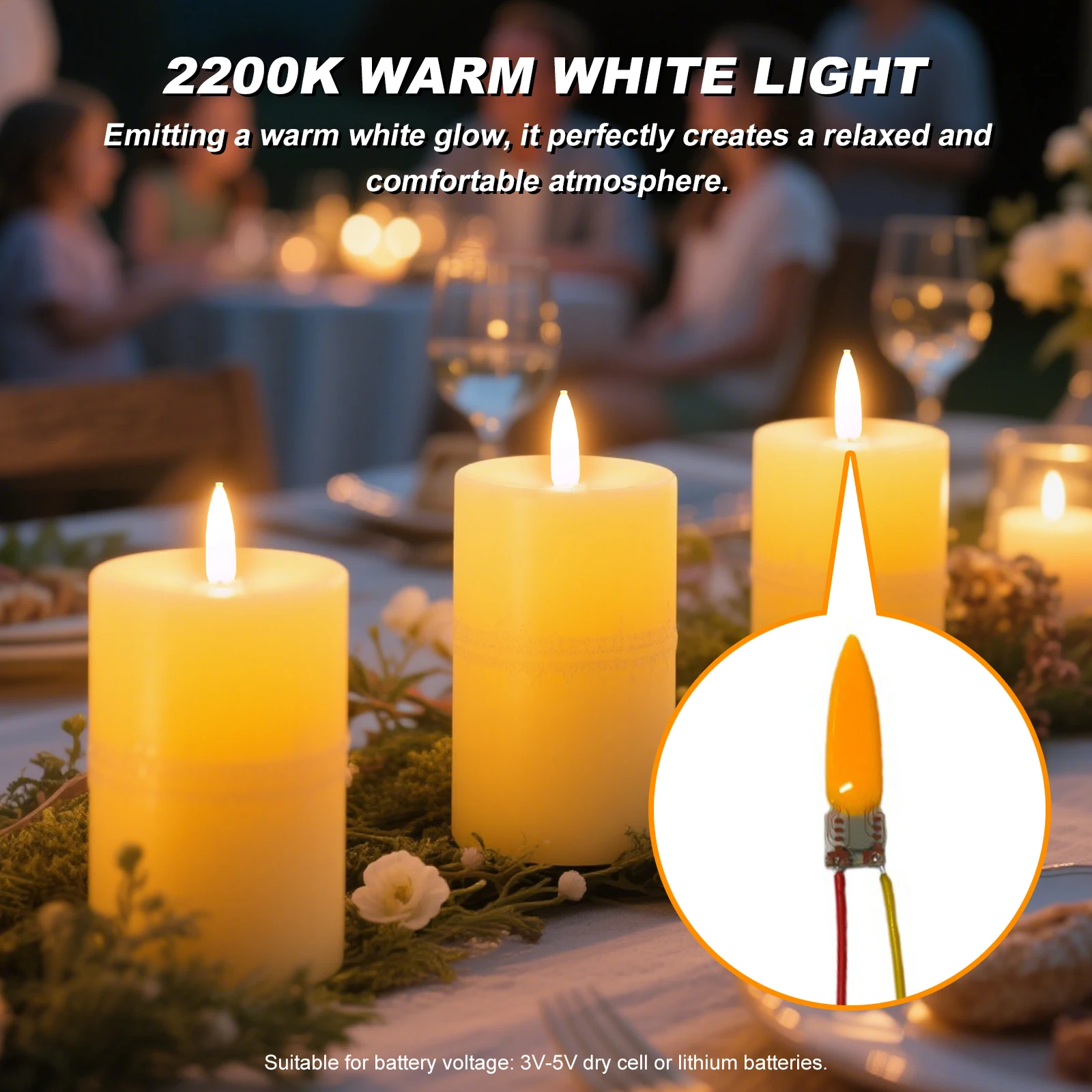 5PCS Flame Light Bulbs 3V LED Flame Effect Light Bulb for Party Decor (5PCS)