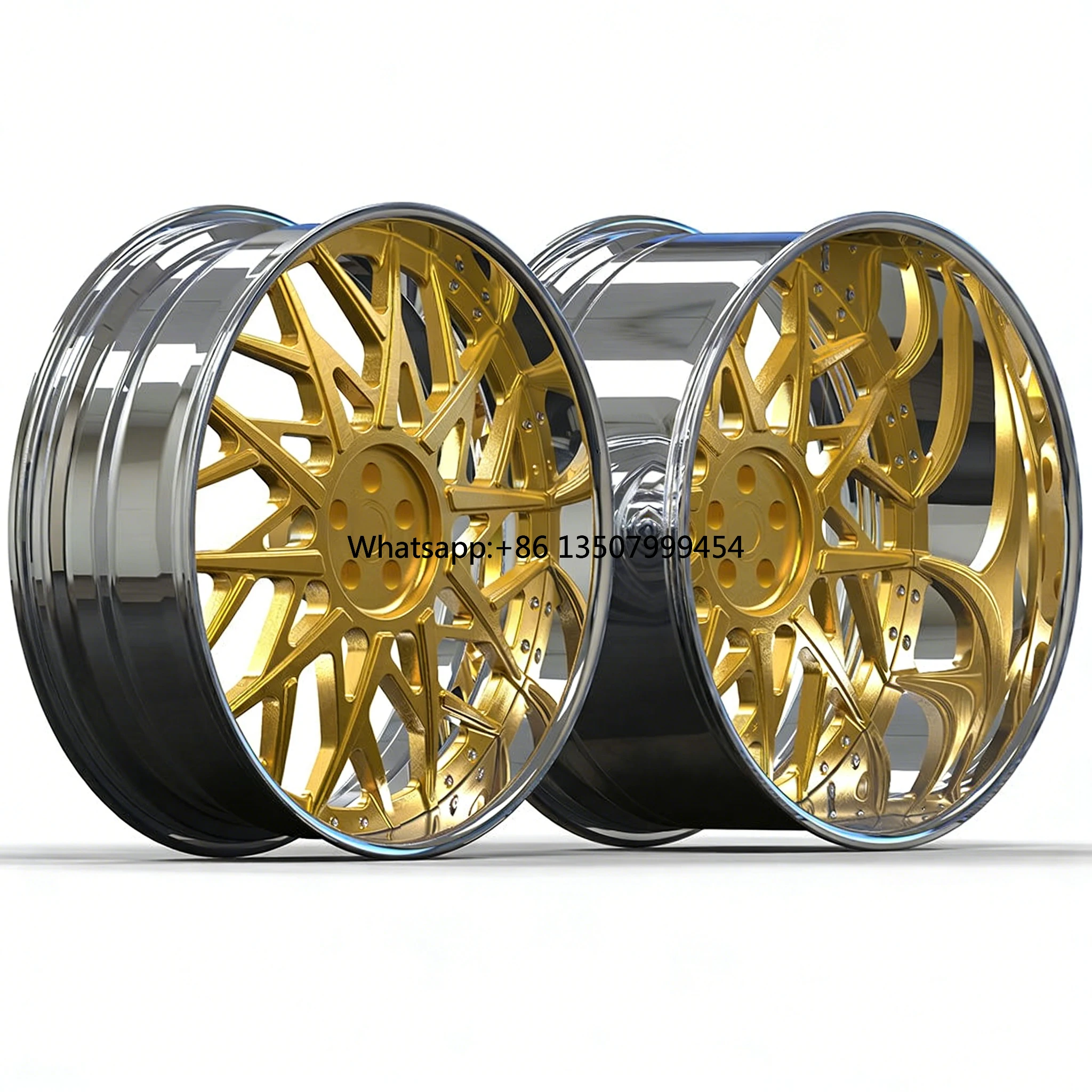 

2/3 Piece Forged Alloy Concave Wheels, Dual Chrome & Brushed Craft, 22/24/26 Inch, Custom Size & Design Accepted