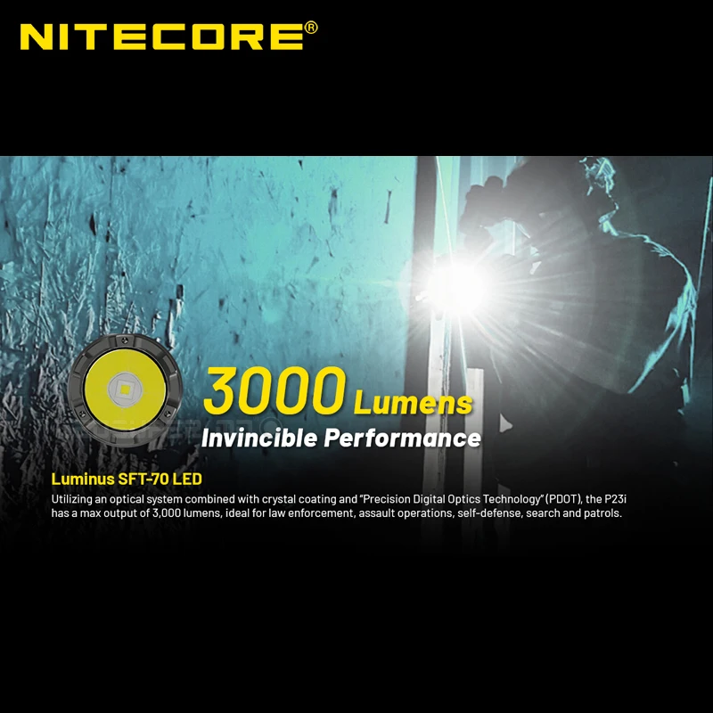 3000 Lumens Nitecore P23i Long Range 21700 Tactical Flashlight with 5000mAh High-capacity Battery