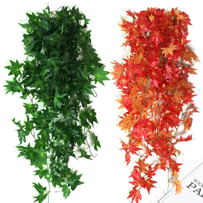 Fake Creeper Green Leaves Pothos Artificial Plants for DIY Garland Wedding Party Home Wall Hanging Vine Room Decoration