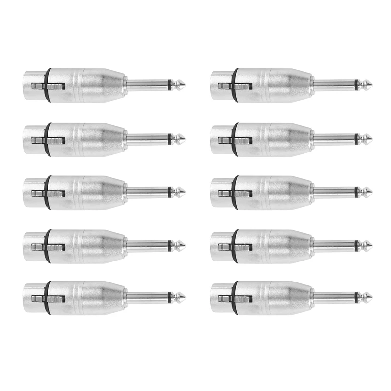 10 Stuks 3pin Xlr Vrouwelijk Naar 6.35Mm Mannelijke Mono Plug Microfoon Adapter Xlr Naar 6.35Mm Adapter