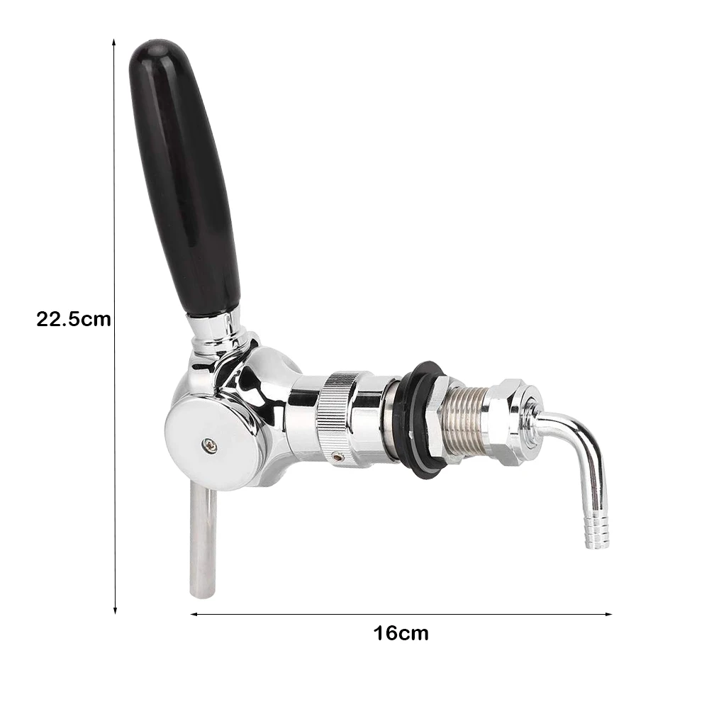 Belgian Beer Tap Faucet, G5/8 thread shank & Keg Flowing Control Ball Home Brewing Silver Draft Beer Tap Beer Soda Kit