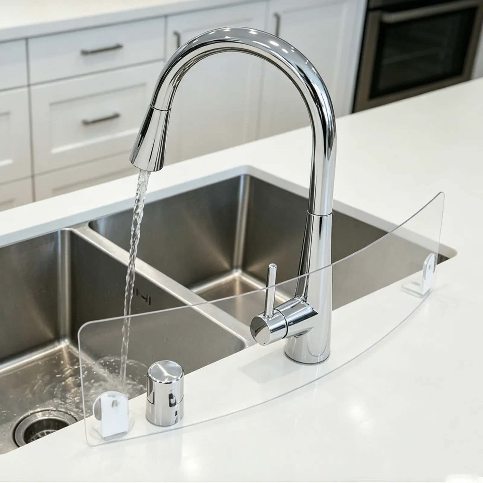 Suction Acrylic Kitchen Sink Splash Guard Waterproof Clear Countertop Sink Edge Splash Protector Water Barrier for Faucet