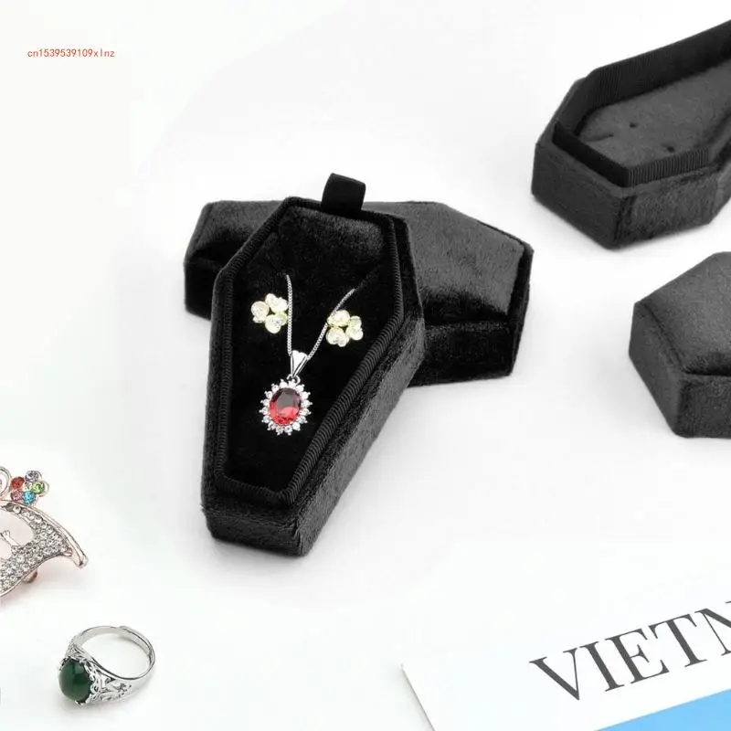 Mini Makeup Trinkets Storage Box Travel Earring Necklace Storage Box Portable Coffin Rings Cases Jewelry